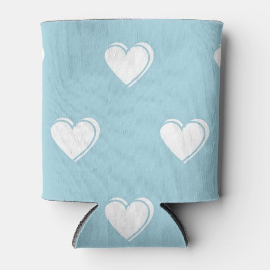 Blue White Cute Simple Heart Patroon Blikjeskoeler (Voorkant)
