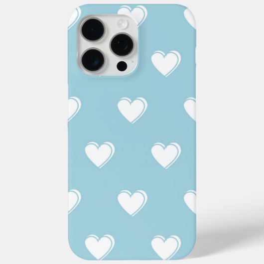 Blue White Cute Simple Heart Patroon Case-Mate iPhone Case (Achterkant)