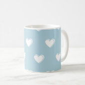 Blue White Cute Simple Heart Patroon Koffiemok (Voorkant rechts)