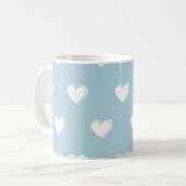 Blue White Cute Simple Heart Patroon Koffiemok (Voorkant links)