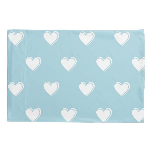 Blue White Cute Simple Heart Patroon Kussensloop (Achterkant)