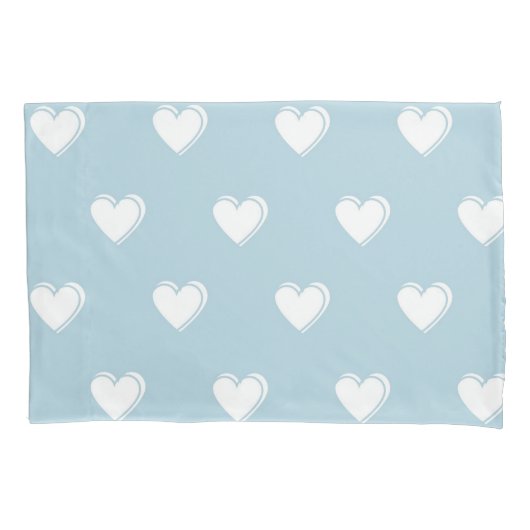 Blue White Cute Simple Heart Patroon Kussensloop (Voorkant)