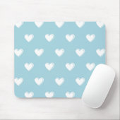 Blue White Cute Simple Heart Patroon Muismat (Met muis)