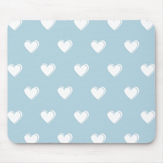 Blue White Cute Simple Heart Patroon Muismat (Voorkant)