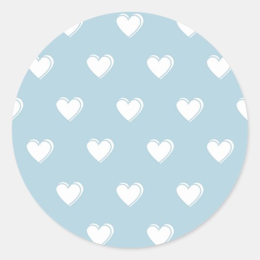 Blue White Cute Simple Heart Patroon Ronde Sticker (Voorkant)