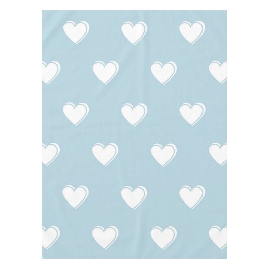 Blue White Cute Simple Heart Patroon Tafelkleed (Voorkant)