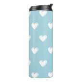 Blue White Cute Simple Heart Patroon Thermosbeker (Gedraaid links)