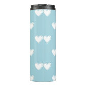 Blue White Cute Simple Heart Patroon Thermosbeker (Achterkant)