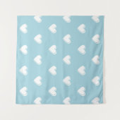 Blue White Cute Simple Heart Patroon Wandkleed (Voorkant (horizontaal))