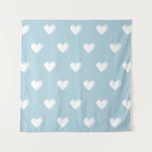 Blue White Cute Simple Heart Patroon Wandkleed (Voorkant)
