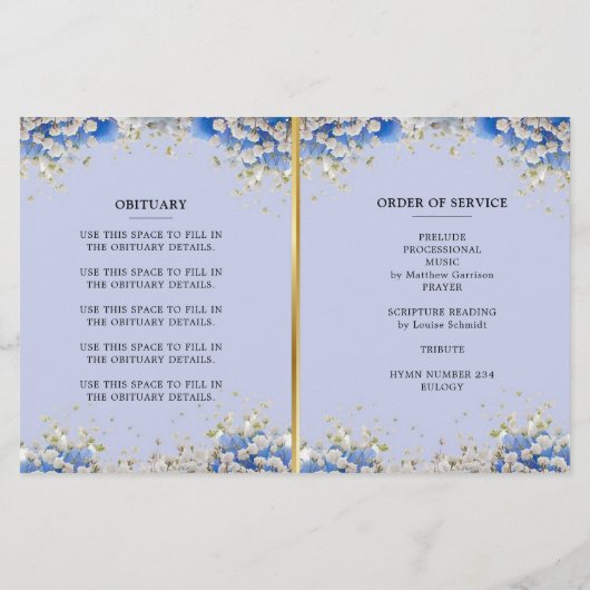 Blue White Daisy Celebration of Life Programme (Achterkant)
