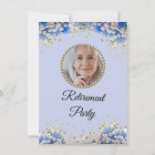Blue White Daisy Floral Retirement Party Kaart (Achterkant)