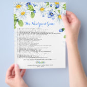Blue White Daisy Floral Vrijgezellenfeest Games Flyer (Hand)