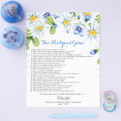 Blue White Daisy Floral Vrijgezellenfeest Games Flyer (Enkel)