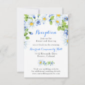 Blue White Daisy Floral Wedding Reception Insert Kaart (Voorkant)