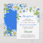 Blue White Daisy Floral Wedding Reception Insert Kaart (Voorkant / Achterkant)