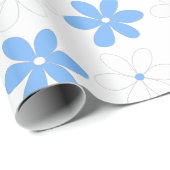 Blue White Daisy Flowers in  Floral Pattern Cadeaupapier (Rol Hoek)