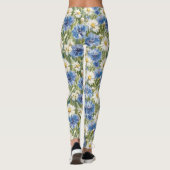 Blue White Daisy Flowers Leggings (Achterkant)
