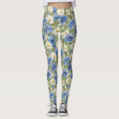 Blue White Daisy Flowers Leggings (Voorkant)