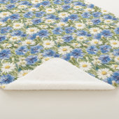 Blue White Daisy Flowers Sherpa Deken (3/4)