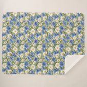 Blue White Daisy Flowers Sherpa Deken (Voorkant (horizontaal))