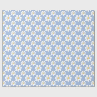 Blue White Daisy Pattern Cadeaupapier