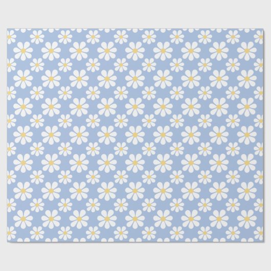 Blue White Daisy Pattern  Cadeaupapier (Vlak)