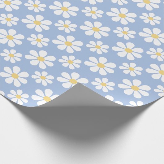 Blue White Daisy Pattern Cadeaupapier (Hoek)