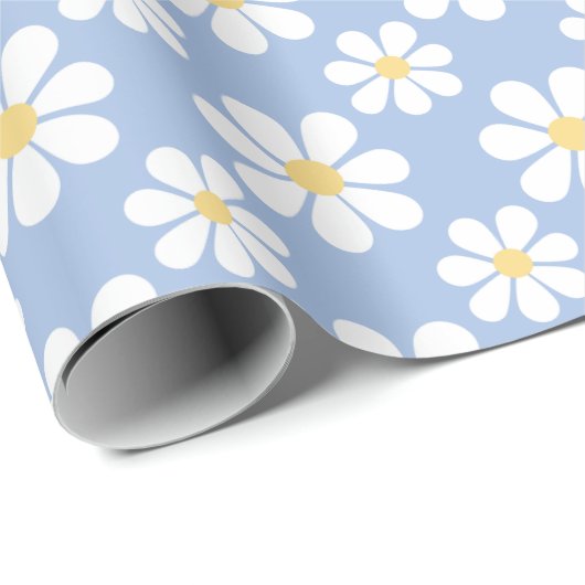 Blue White Daisy Pattern  Cadeaupapier (Rol Hoek)