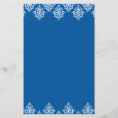 Blue White Damask Arabesque Wedding Menu Kaart (Achterkant)