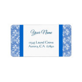 Blue White Damask Editable Address Label (Voorkant)