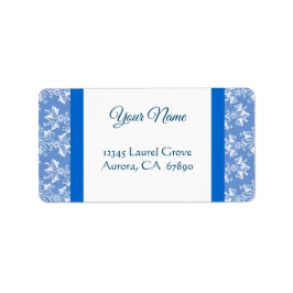 Blue White  Damask Editable Address Label
