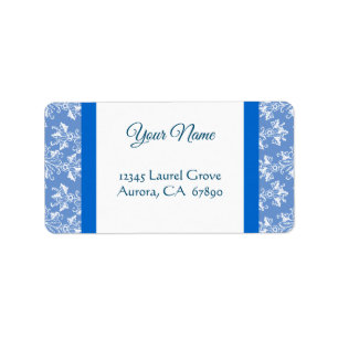 Blue White  Damask Editable Address Label