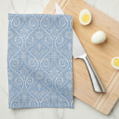 Blue & White Damask Kitchen Towel Theedoek (Quarter Fold)