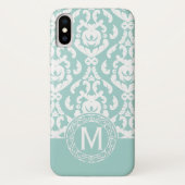 Blue White Damask Monogram Case-Mate iPhone Case (Achterkant)