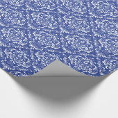 Blue White Damask Patroon Cadeaupapier (Hoek)