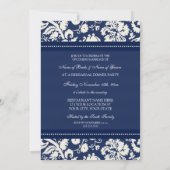 Blue White Damask repesal Dinner Party Kaart (Achterkant)