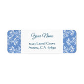 Blue White Damask Return Address Label (Voorkant)