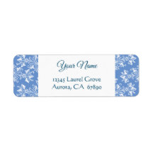 Blue White  Damask Return Address Label