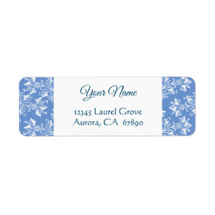 Blue White  Damask Return Address Label
