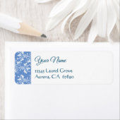 Blue White  Damask Return Address Label (Insitu)
