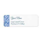 Blue White  Damask Return Address Label (Voorkant)