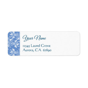 Blue White  Damask Return Address Label