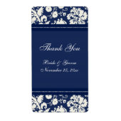 Blue White Damask Wedding Labels (Voorkant)