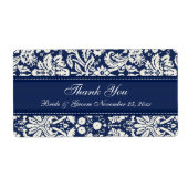 Blue White Damask Wedding Labels (Voorkant)