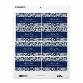 Blue White Damask Wedding Labels (Full Sheet)