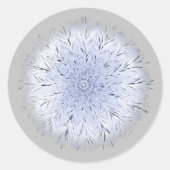 Blue White Dandelion Wildflower Floral Grey Ronde Sticker (Voorkant)