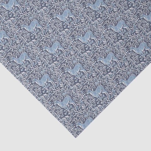 Blue White Deer Intrict Natuur kerstpatroon Tissuepapier (Detail)