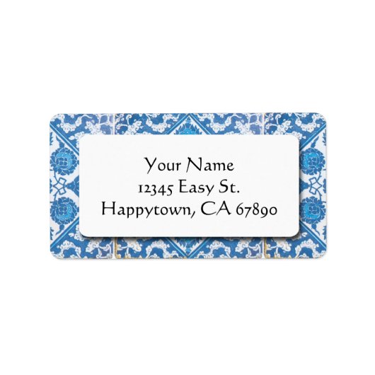 Blue White Delft Cornflower - Aangepaste Adresetik Etiket (Voorkant)