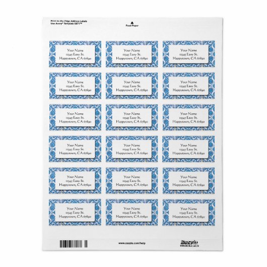 Blue White Delft Cornflower - Aangepaste Adresetik Etiket (Full Sheet)